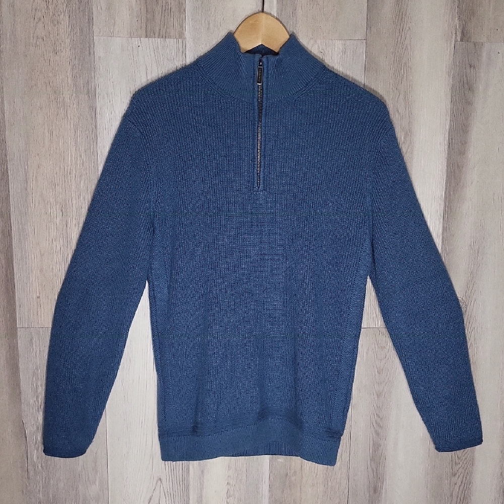 Ted Baker Mens 3 Quarter Zip Pullover Sweater Ribbed Knit Preppy Casual